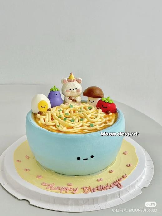 一碗面小动物卡通手绘蛋糕-低糖处理无添加 商品图0
