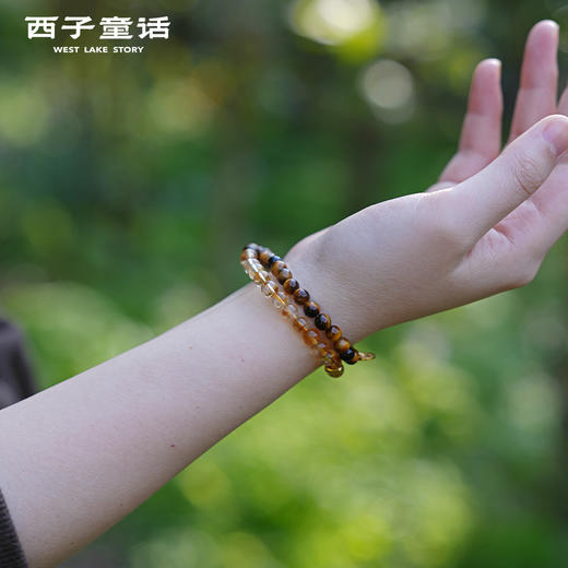 「灵隐景区直发」天然黄发晶招财黄水晶+黄虎眼勇气铜钱如意纹能量平衡文创手链钱途无量 商品图2