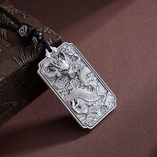 子佩集S999银【云游龙吟】套链【BX0280955】纯银仿古龙方牌带绳项链原创作品2506 商品图1