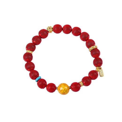 丁摩 朱砂精品高含量手串拉丝绒灯笼圆珠手链女原石本命年5ZF-54566 商品图4