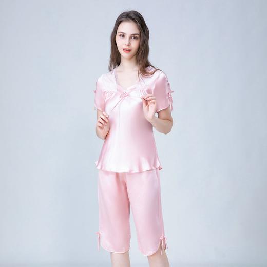 丁摩桑蚕丝家居服套女夏真丝睡衣两件套短袖AL2007A 商品图3