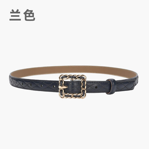 雀说 复古小香风菱格真皮小皮带搭配牛仔裤20863 商品图3