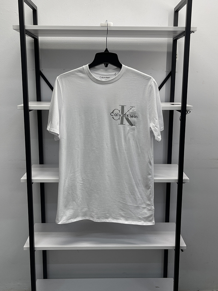 Calvin Klein/CK 男士夏季纯棉字母印花舒适休闲圆领短袖T恤