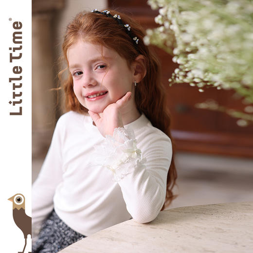 littletime女童打底衫2025新款儿童纯色百搭长袖T恤女孩上衣 商品图1