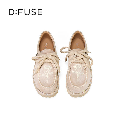 Dfuse迪芙斯2025秋季新款复古休闲乐福鞋玫瑰花心形扣系带袋鼠鞋DFD3112054 商品图9