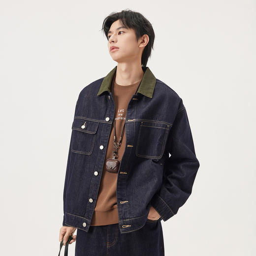 gxg.jeans男装 撞色拼接简约休闲宽松牛仔夹克外套男 25秋热卖 商品图1