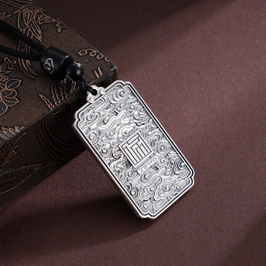 子佩集S999银【云舞凤鸣】套链【BX0280955-1】纯银仿古凤方牌带绳项链原创作品2506 商品图4