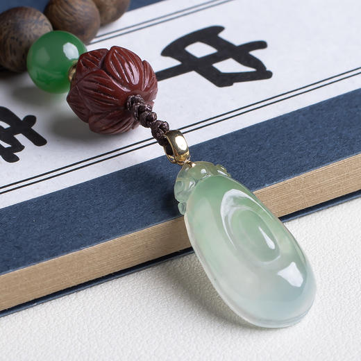 XY0491沉香+翡翠福贝手链项链 商品图7