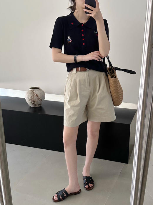 禾家同款苎麻天丝凉感刺绣小熊Polo衫 商品图8