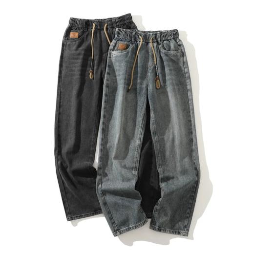 秋季新款男士复古时尚宽松无弹阔腿松紧牛仔裤 商品图2