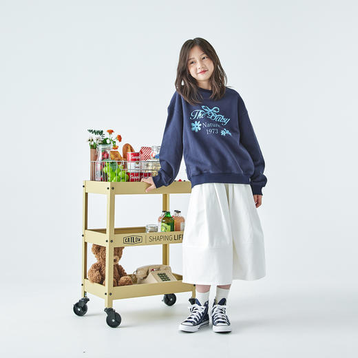 棵初2025年秋季新款亲子中大女童圆领卫衣宽松长袖蝴蝶结印花上衣 商品图3