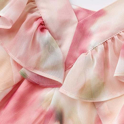 「高货wl」全新升级【铂金会员293/天猫389/差价96】(01225)洛诗琳优雅气质印花裙2025夏季法式修身荷叶边连衣裙女 商品图2