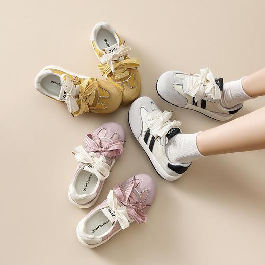 ZHR紫色阿甘鞋女新款2025夏季圆头厚底德训鞋双色鞋带复古女鞋 商品图1