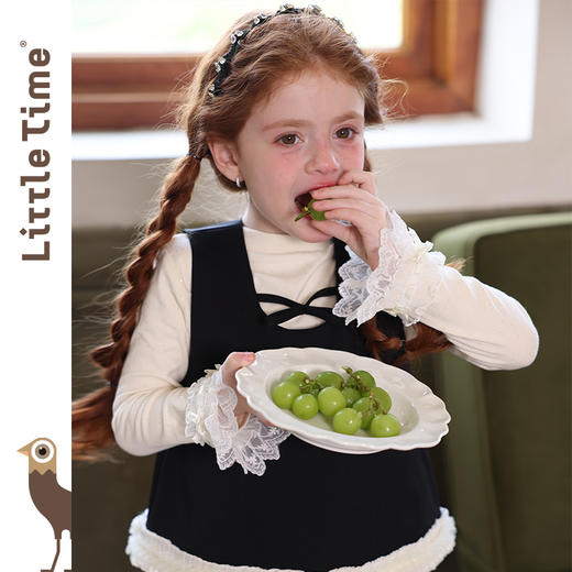 littletime女童打底衫2025新款儿童纯色百搭长袖T恤女孩上衣 商品图4