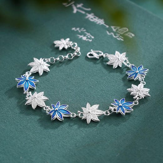 子佩集S990银【枫光旖旎】手链【DSSL002】纯银花丝珐琅彩枫叶原创作品2506 商品图5