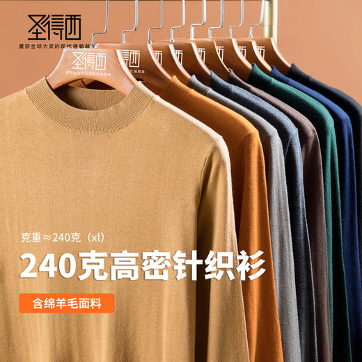 【含绵羊毛】圣得西男士亲肤柔软羊毛混纺高密针织衫2025秋季新款百搭舒适毛衣 商品图3