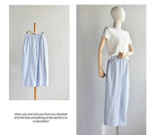 丁摩 【八分氧气裤】 宽松休闲女夏新高腰显瘦小个子阔腿裤子5ZF-378 商品图9