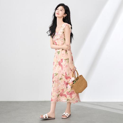 「高货wl」全新升级【铂金会员293/天猫389/差价96】(01225)洛诗琳优雅气质印花裙2025夏季法式修身荷叶边连衣裙女 商品图0