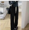 7.30秒杀~NO退【超值特卖】黑色细纹松紧腰直筒裤休闲裤-喜出 商品缩略图1