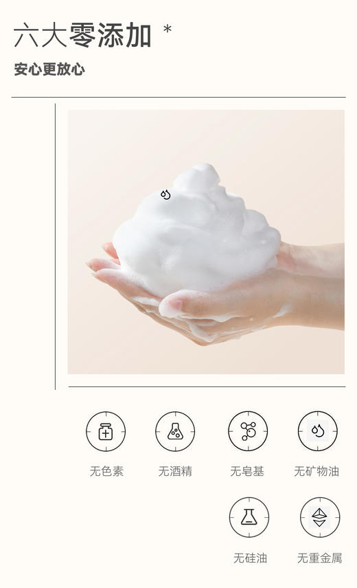 【洁面慕斯】油皮、干皮、敏感肌可用【卸妆 洁净 2合1 洁面】 六大零添加 ❌无色素，无酒精，无皂基，无矿物油，无硅油，无重金属！  成分安心，温和到小朋友都可以使用！洗面奶成分安全，全家适用！ 商品图4