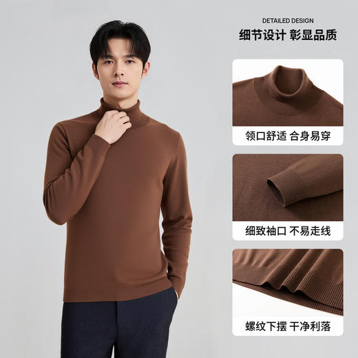 【含绵羊毛】圣得西男士羊毛混纺高密针织衫2025秋季保暖舒适新款毛衣 商品图4