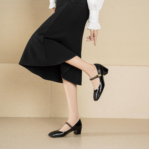 Westory2025年秋季方头中跟玛丽珍单鞋通勤百搭小香风浅口鞋S25CE76101 商品图2