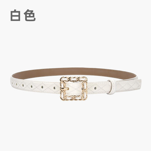 雀说 复古小香风菱格真皮小皮带搭配牛仔裤20863 商品图14