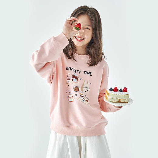 棵初25年秋季新款亲子中大女童圆领宽松卫衣童趣原创印花休闲上衣 商品图2