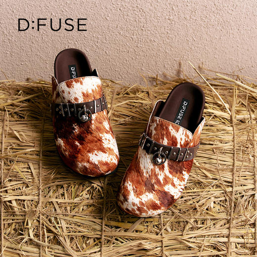 Dfuse迪芙斯2025秋季新款外穿拖鞋铆钉条带休闲勃肯鞋包头半拖女鞋DFD3110027 商品图4