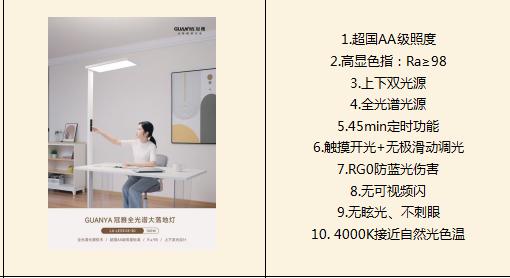 冠雅新品全光谱落地护眼灯立式台灯儿童学习专用阅读书灯大路灯 商品图14