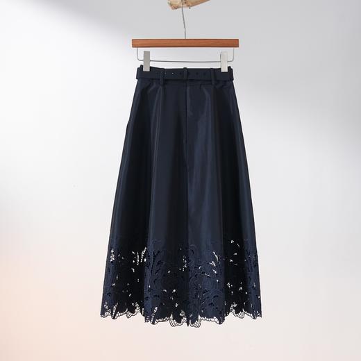 西子/【深海花语】优雅重工蕾丝压褶藏蓝色半身裙/BQXS083 商品图2