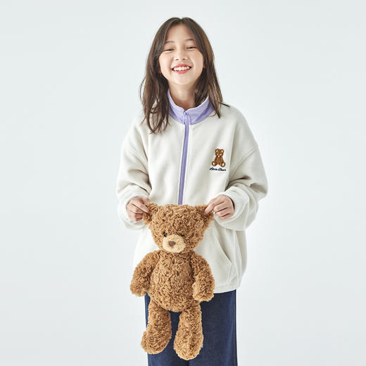 棵初2025年秋季新款亲子中大女童摇粒绒外套立体小熊绣花宽松上衣 商品图3