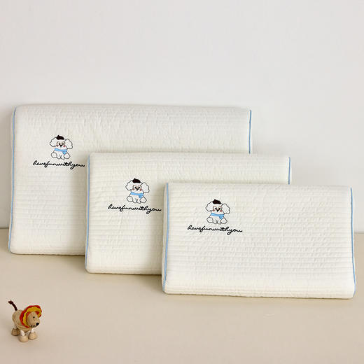 自然醒全棉水洗棉亲子乳胶枕-小白布丁狗儿童枕头宿舍学生枕芯成人纯棉护颈椎助眠枕XK 商品图9