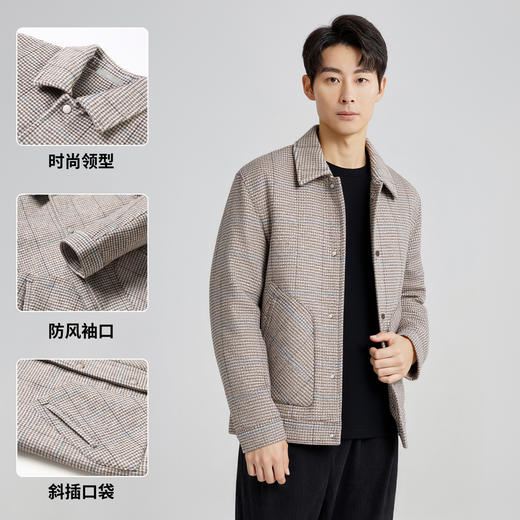 【英伦风】圣得西英伦风羊毛外套2025秋新款经典千鸟格复古上衣 商品图4