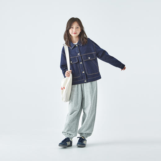 预售4.5发 棵初2026年春季新款亲子中大女童牛仔外套大口袋设计宽松廓形夹克 商品图4