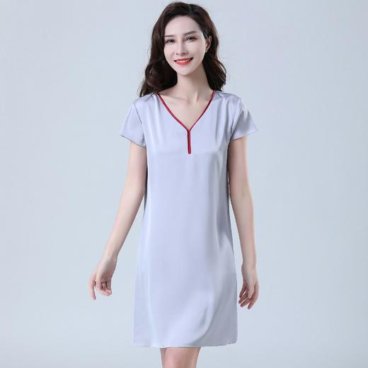 雀说丝绸睡衣女士v领夏季冰丝睡衣短袖睡裙女夏天家居服 223BAL 商品图5