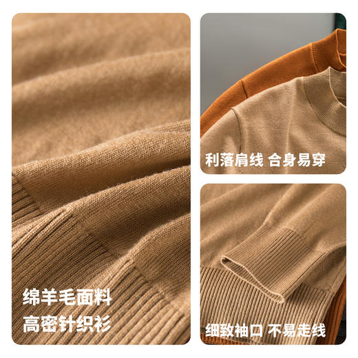 【含绵羊毛】圣得西男士亲肤柔软羊毛混纺高密针织衫2025秋季新款百搭舒适毛衣 商品图5