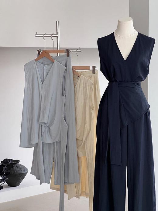 裁缝学苑AS544系带不规则V领无袖衬衫纸样阔腿裤套装打版图 商品图1