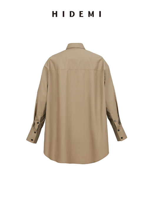 HIDEMI 豆沙青绿工装感口袋廓形极简衬衫 商品图4