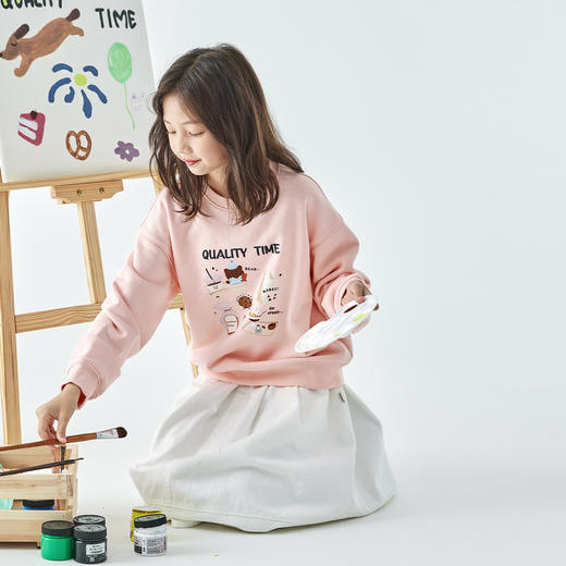 棵初25年秋季新款亲子中大女童圆领宽松卫衣童趣原创印花休闲上衣 商品图3