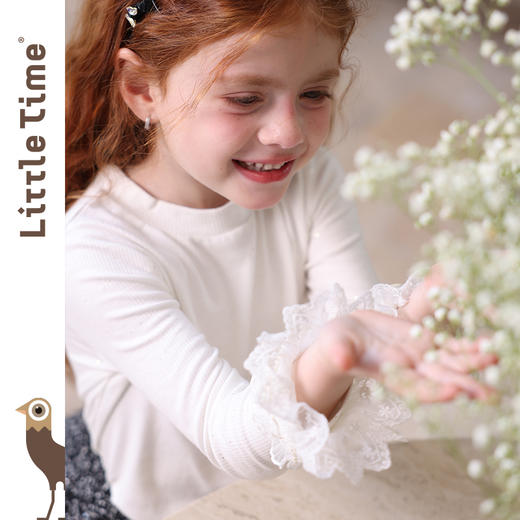 littletime女童打底衫2025新款儿童纯色百搭长袖T恤女孩上衣 商品图2