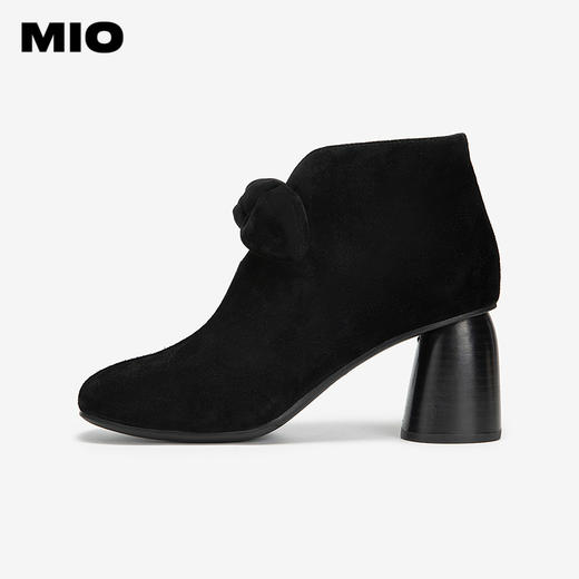 MIO米奥时装靴粗跟圆头拉链增高女靴马丁靴短筒靴子M255603043 商品图1