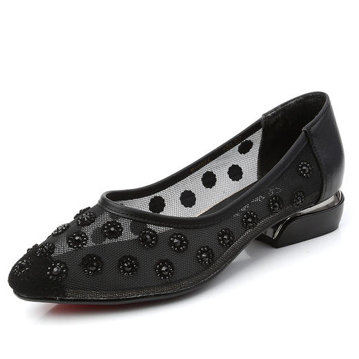 丁摩 烫钻镂空女网鞋新款夏季镂空单鞋女平底透气凉鞋软底鞋子5ZF-8066 商品图7