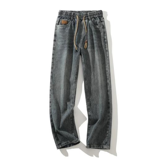 秋季新款男士复古时尚宽松无弹阔腿松紧牛仔裤 商品图4