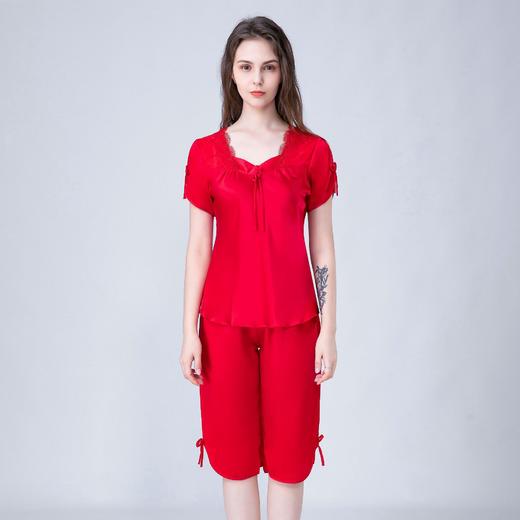 丁摩桑蚕丝家居服套女夏真丝睡衣两件套短袖AL2007A 商品图8