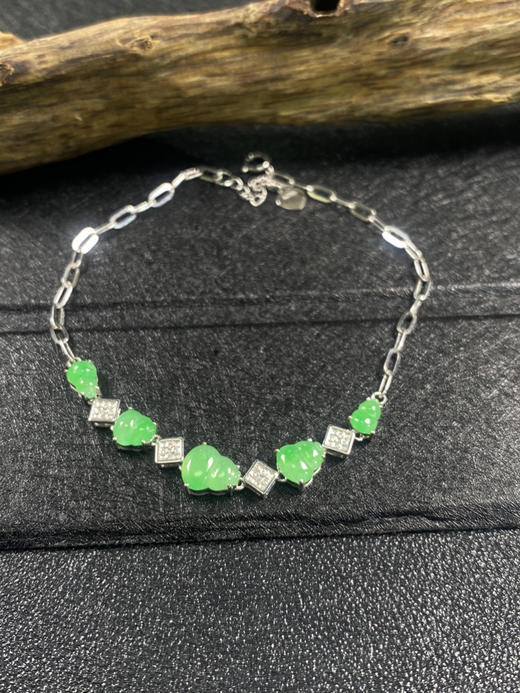 【FC0087】18K金镶嵌翡翠阳绿葫芦手链 玉质细腻 莹光起胶 款式精美 商品图3