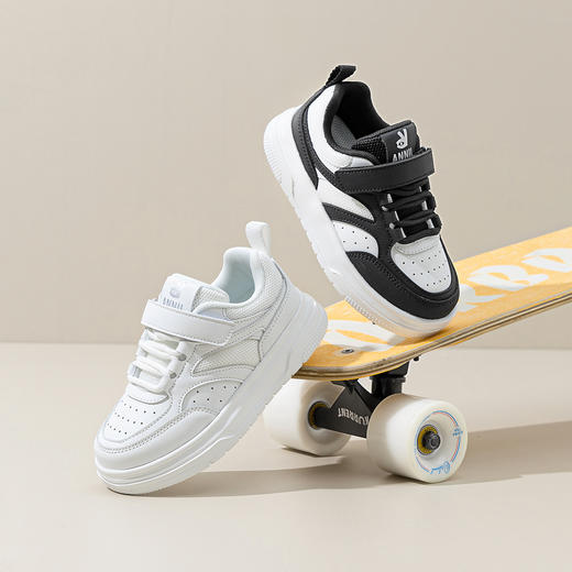 ANNIL/安奈儿男女童春秋透气白色运动板鞋HM5304458 商品图3