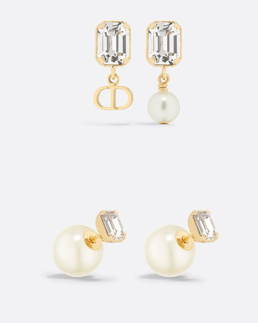 现货 THS-无 D家 甜甜方糖系列 方糖水晶+珍珠+经典 logo耳饰 2色 CU1317 商品图0