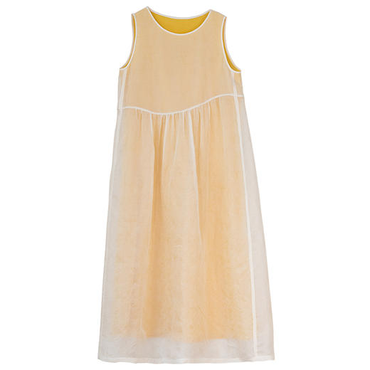 牧衣游原创 11姆米欧根纱真丝连衣裙蓬松气质无袖长裙 月影流纱 商品图4