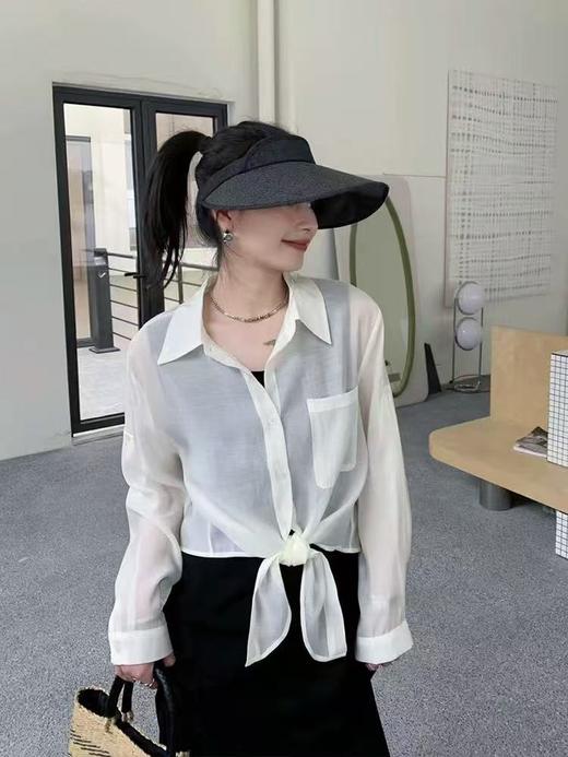 套装【MYBL】8629 74%天丝长款背心裙天丝防晒长袖系结衬衫两件套-喜出 商品图4